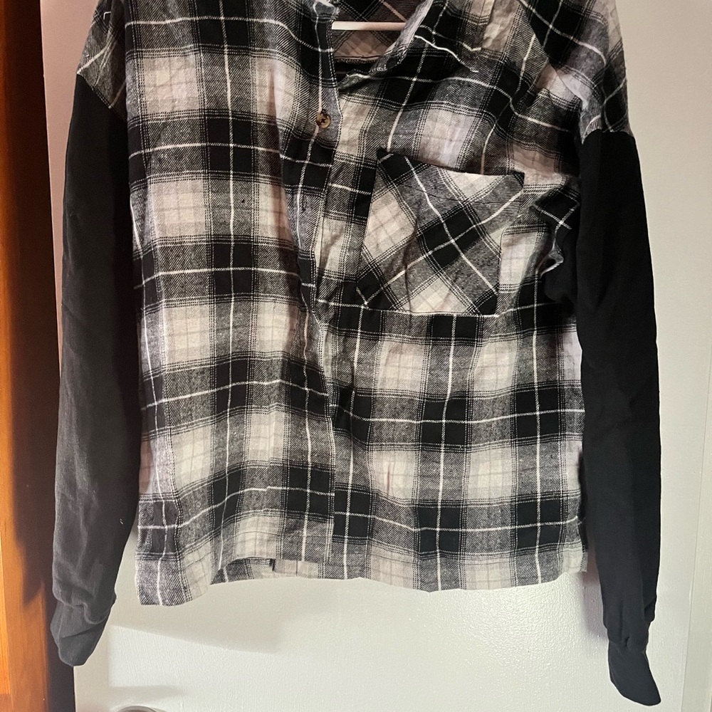 Casual Black and White Plaid Men's Shirt